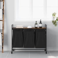 Cesto della Biancheria 3 Scomparti con Ruote Rovere Fumo 859092