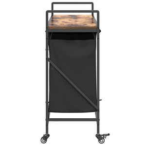 Cesto della Biancheria 3 Scomparti con Ruote Rovere Fumo 859092