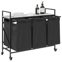 Cesto Portabiancheria 3 Scomparti con Ruote Grigio Sonoma