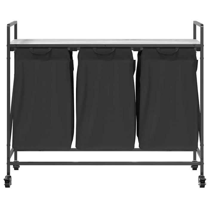 Cesto Portabiancheria 3 Scomparti con Ruote Grigio Sonoma 859093