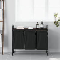 vidaXL Cesto della Biancheria 3 Scomparti con Ruote Rovere Marrone