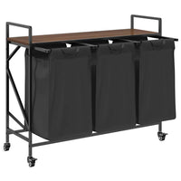 Cesto della Biancheria 3 Scomparti con Ruote Rovere Marrone 859094