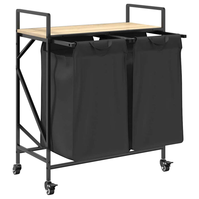 Cesto Portabiancheria 2 Scomparti con Ruote Rovere Sonoma 859096