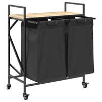 vidaXL Cesto Portabiancheria 2 Scomparti con Ruote Rovere Sonoma