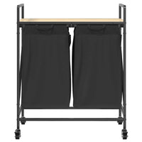 Cesto Portabiancheria 2 Scomparti con Ruote Rovere Sonoma 859096