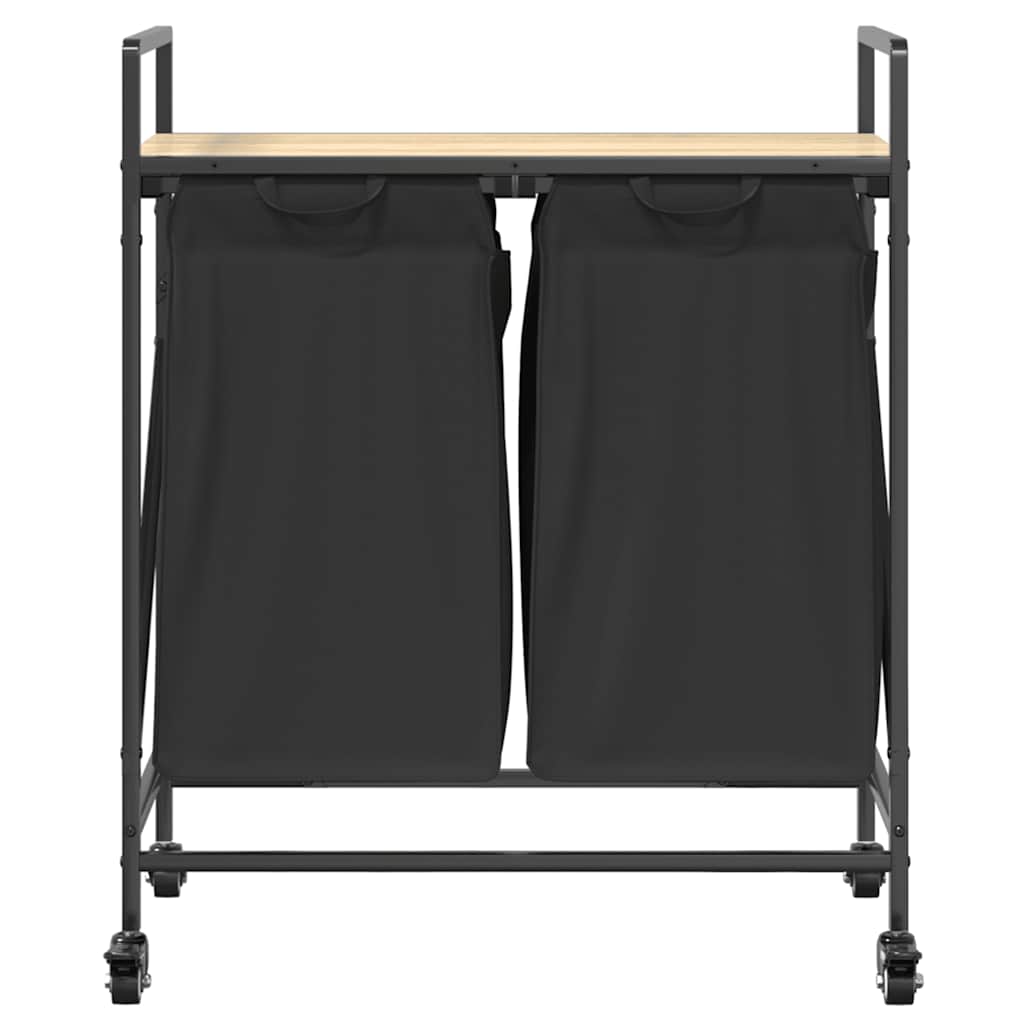 vidaXL Cesto Portabiancheria 2 Scomparti con Ruote Rovere Sonoma