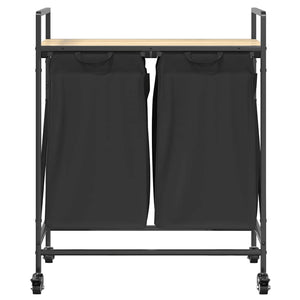 vidaXL Cesto Portabiancheria 2 Scomparti con Ruote Rovere Sonoma