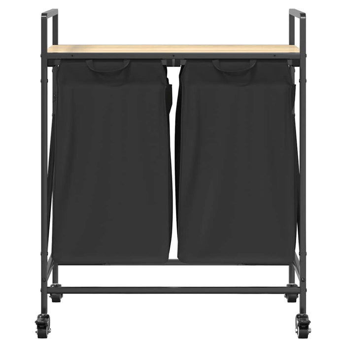 vidaXL Cesto Portabiancheria 2 Scomparti con Ruote Rovere Sonoma