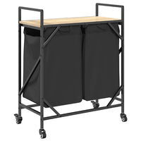 Cesto Portabiancheria 2 Scomparti con Ruote Rovere Sonoma 859096