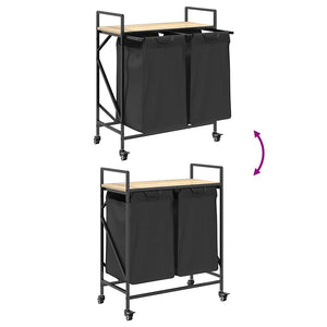 Cesto Portabiancheria 2 Scomparti con Ruote Rovere Sonoma 859096