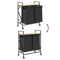 vidaXL Cesto Portabiancheria 2 Scomparti con Ruote Rovere Sonoma