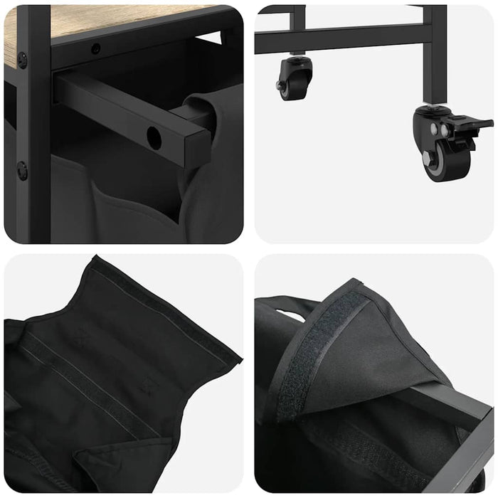 Cesto Portabiancheria 2 Scomparti con Ruote Rovere Sonoma 859096