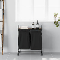 vidaXL Cesto Portabiancheria 2 Scomparti con Ruote Rovere Fumo