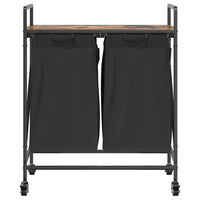 vidaXL Cesto Portabiancheria 2 Scomparti con Ruote Rovere Fumo