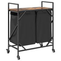 Cesto Portabiancheria 2 Scomparti con Ruote Rovere Fumo 859097