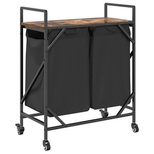 Cesto Portabiancheria 2 Scomparti con Ruote Rovere Fumo 859097