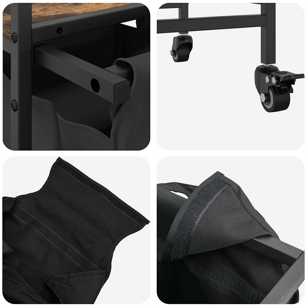 Cesto Portabiancheria 2 Scomparti con Ruote Rovere Fumo 859097