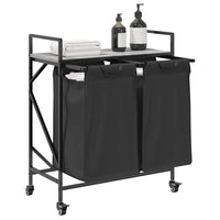 Cesto della Biancheria 2 Scomparti con Ruote Grigio Sonoma 859098