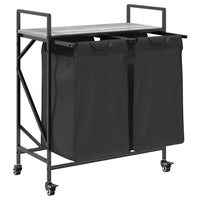 Cesto della Biancheria 2 Scomparti con Ruote Grigio Sonoma