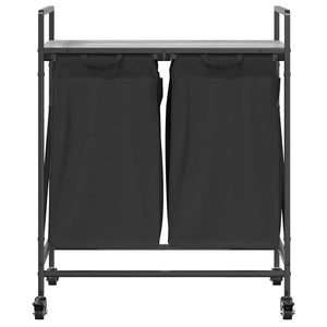 Cesto della Biancheria 2 Scomparti con Ruote Grigio Sonoma 859098