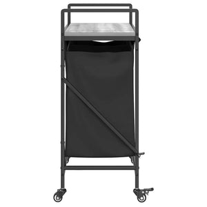 Cesto della Biancheria 2 Scomparti con Ruote Grigio Sonoma