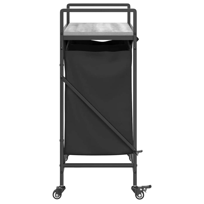 Cesto della Biancheria 2 Scomparti con Ruote Grigio Sonoma