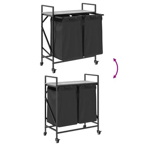 Cesto della Biancheria 2 Scomparti con Ruote Grigio Sonoma 859098