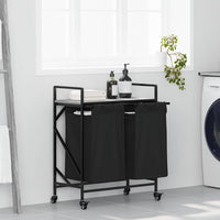 Cesto della Biancheria 2 Scomparti con Ruote Grigio Sonoma 859098