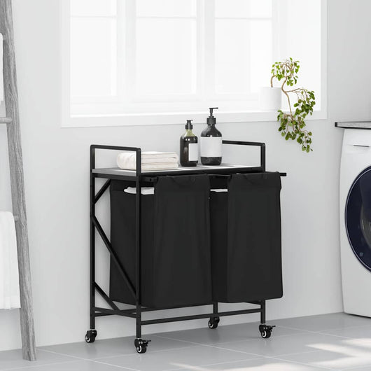 Cesto della Biancheria 2 Scomparti con Ruote Grigio Sonoma 859098