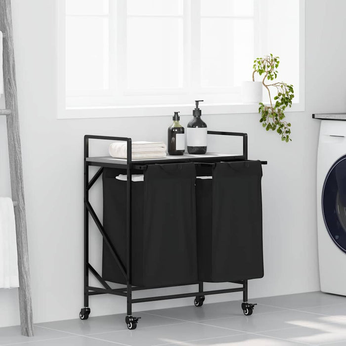 Cesto della Biancheria 2 Scomparti con Ruote Grigio Sonoma 859098