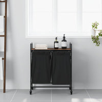 Cesto Portabiancheria 2 Scomparti con Ruote Rovere Marrone 859099