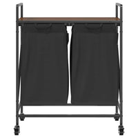 Cesto Portabiancheria 2 Scomparti con Ruote Rovere Marrone 859099