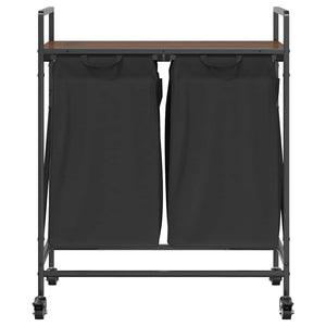 Cesto Portabiancheria 2 Scomparti con Ruote Rovere Marrone 859099