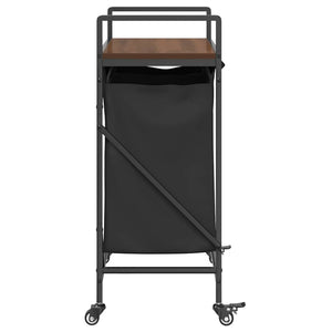 Cesto Portabiancheria 2 Scomparti con Ruote Rovere Marrone 859099