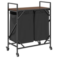 Cesto Portabiancheria 2 Scomparti con Ruote Rovere Marrone 859099