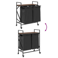 Cesto Portabiancheria 2 Scomparti con Ruote Rovere Marrone 859099