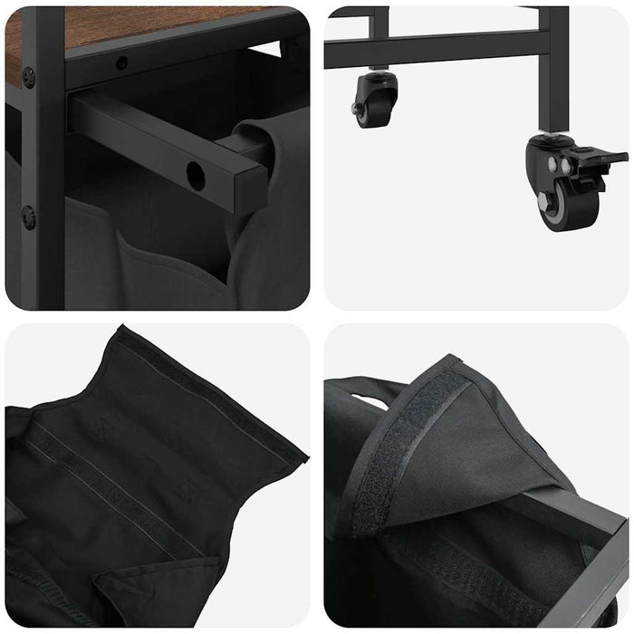 Cesto Portabiancheria 2 Scomparti con Ruote Rovere Marrone 859099