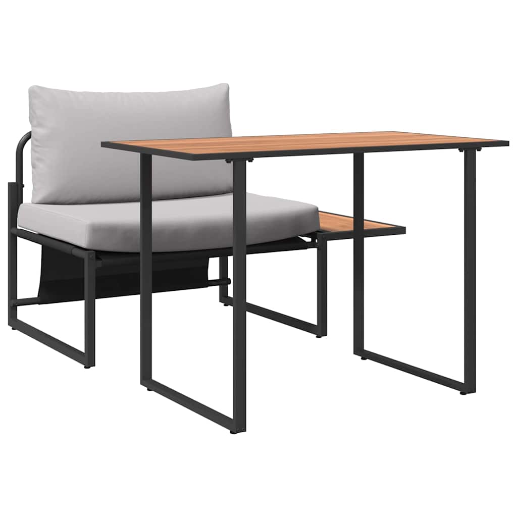 Set da Pranzo per Giardino 2 pcs Grigio chiaro Acciaio 42004138