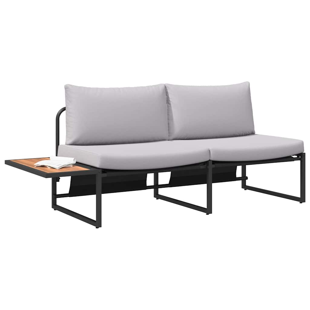 Divano da giardino-Sofa da Giardino-Divano da esterno Grigio chiaro 200,5 x 70 x 85,5 cm Acciaio
