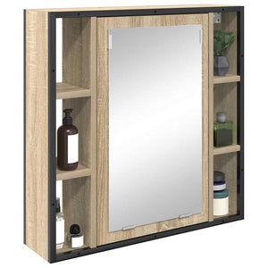 Mobiletto per specchio con porta-Armadietto a Specchio da Bagno Rovere Sonoma 60 x 16 x 60 cm