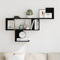 Scaffale a Parete Rovere Nero 100x15x70 cm in Truciolato