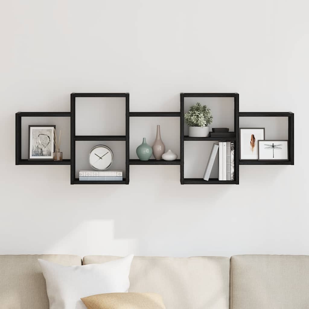 vidaXL Scaffale a Parete Rovere Nero 129x18x42 cm in Truciolato