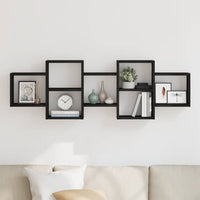 vidaXL Scaffale a Parete Rovere Nero 129x18x42 cm in Truciolato