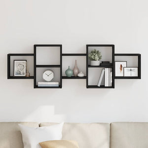 vidaXL Scaffale a Parete Rovere Nero 129x18x42 cm in Truciolato