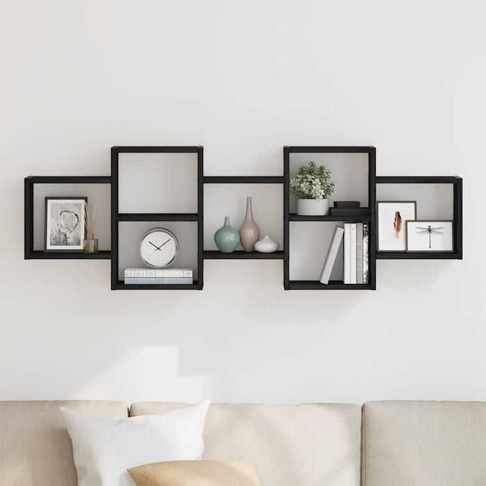 vidaXL Scaffale a Parete Rovere Nero 129x18x42 cm in Truciolato