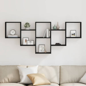 Scaffale a Parete Rovere Nero 159x18x66 cm in Truciolato 868073