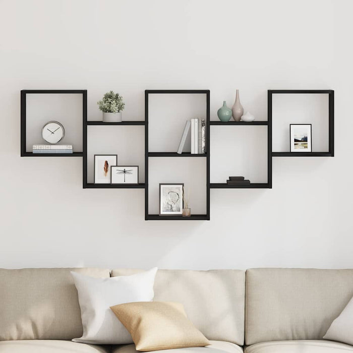 Scaffale a Parete Rovere Nero 159x18x66 cm in Truciolato 868073