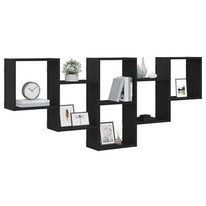 Scaffale a Parete Rovere Nero 159x18x66 cm in Truciolato 868073