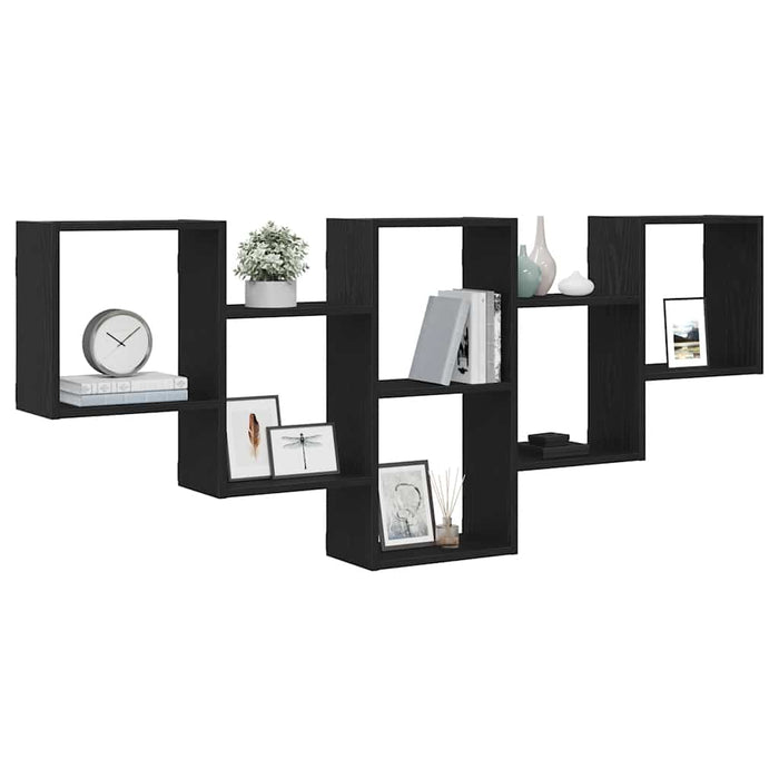 Scaffale a Parete Rovere Nero 159x18x66 cm in Truciolato 868073