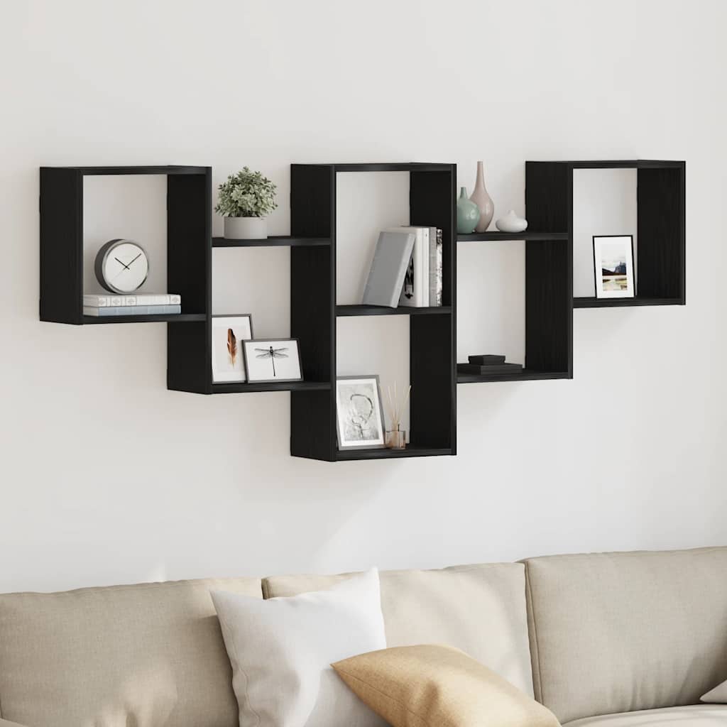 vidaXL Scaffale a Parete Rovere Nero 159x18x66 cm in Truciolato